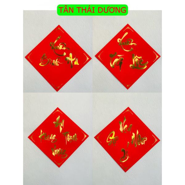 Chữ thư pháp - Thẻ in chữ thư pháp, Chữ vàng nền đỏ - Trang trí Tết , Decor cực đẹp (Ngẫu Nhiên)