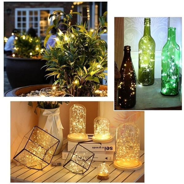 Đèn led dây trang trí dùng pin, đèn led đom đóm fairy light decor, trang trí cực đẹp