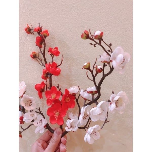 Cành Đào Giả Trang Trí Tết Dài 30Cm