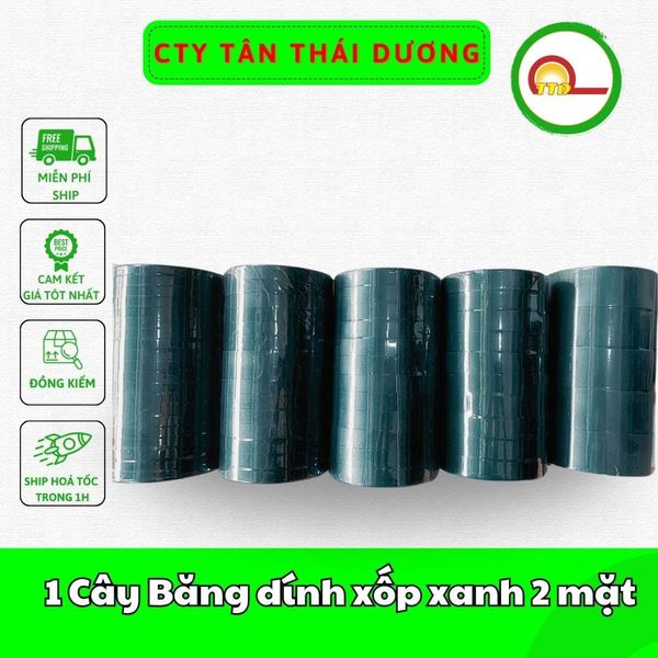 (Sỉ 1 lốc) Băng dính xốp xanh 2 mặt, xốp đen _Siêu dính_Chịu nhiệt