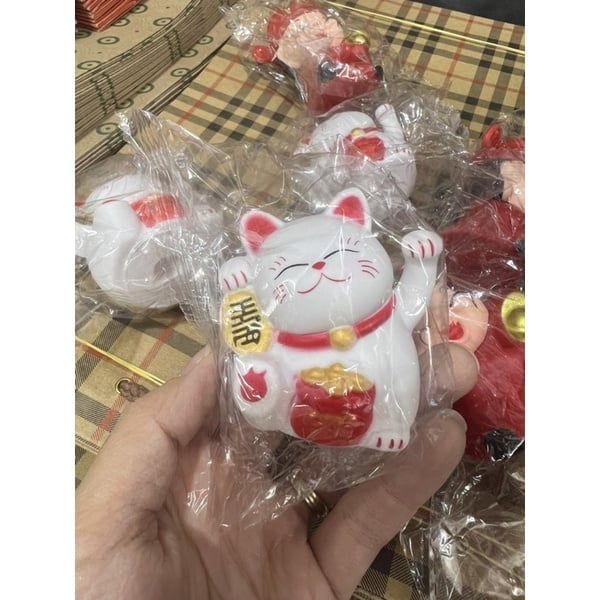 Mèo Thần Tài , Ông Thần tài , Hũ Vàng Trang Trí giỏ quà tết , oản tài lộc
