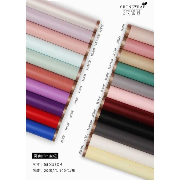 (20 tờ) Giấy gói hoa mika bóng mờ - viền đồng - không thấm nước- giấy gói hoa