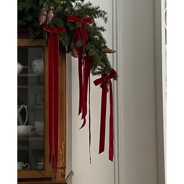 (Lẻ 5 mét) Ruy băng vải nhung làm nơ thắt hộp quà - Decor trang trí cây thông, vòng nguyệt quế giáng sinh