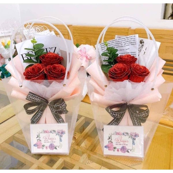 Túi Nhựa Trong Suốt Đựng Bó Hoa Tươi - Hoa Sáp - Quà Tặng Cực Đẹp