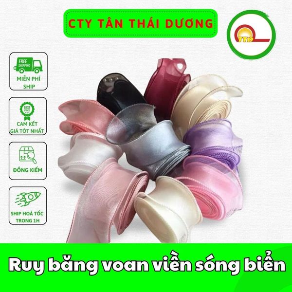 Ruy băng voan viền sóng biển - bản 4cm*9Met (loại không lõi)
