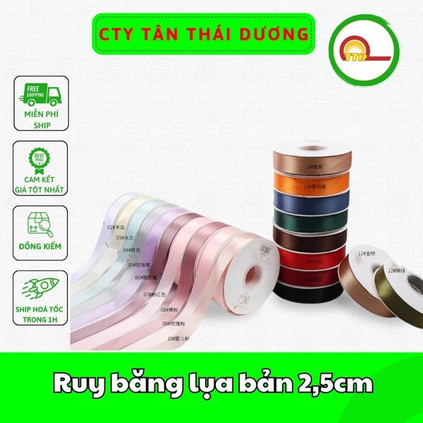 Cuộn 45met - Ruy băng lụa bản 2,5cm -loại đẹp
