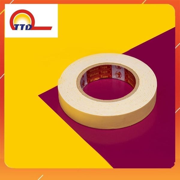 Sỉ 1 Cây - BĂNG DÍNH XỐP VÀNG 2 MẶT DÍNH. Các Kích Cỡ - Dài 4 mét