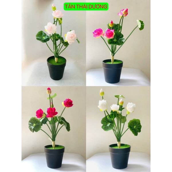 Cụm hoa sen nhí - Cụm hoa sen giả trang trí nhà cửa - Trang trí tháp oản tài lộc, Decor siêu đẹp