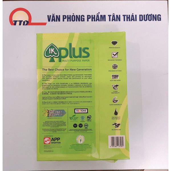 Giấy In IK Plus A4 70gsm 500 tờ/ Ram_Giấy In Cao Cấp