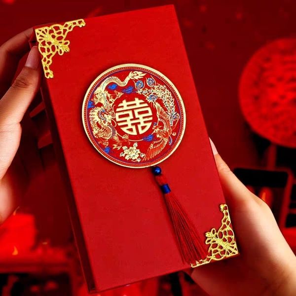Hộp nạp tài sính lễ cưới hỏi - Hoạ tiết in 3D cao cấp( giao mẫu ngẫu nhiên)