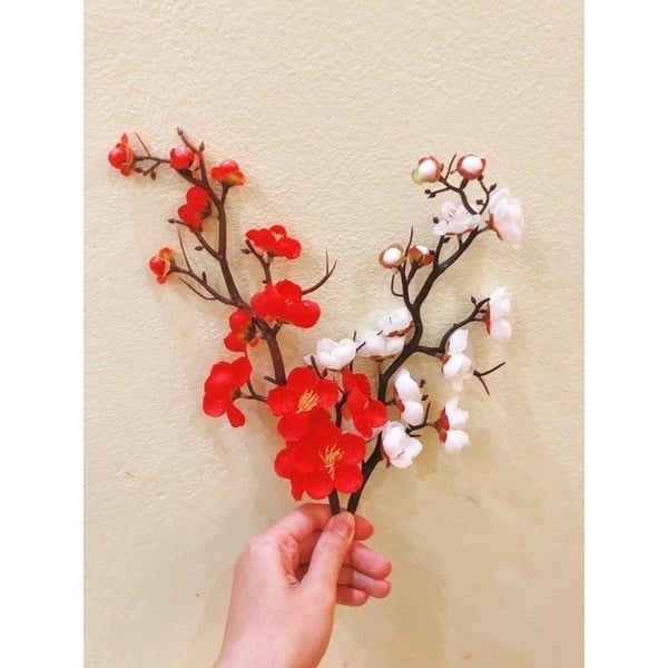 Cành Đào Giả Trang Trí Tết Dài 30Cm