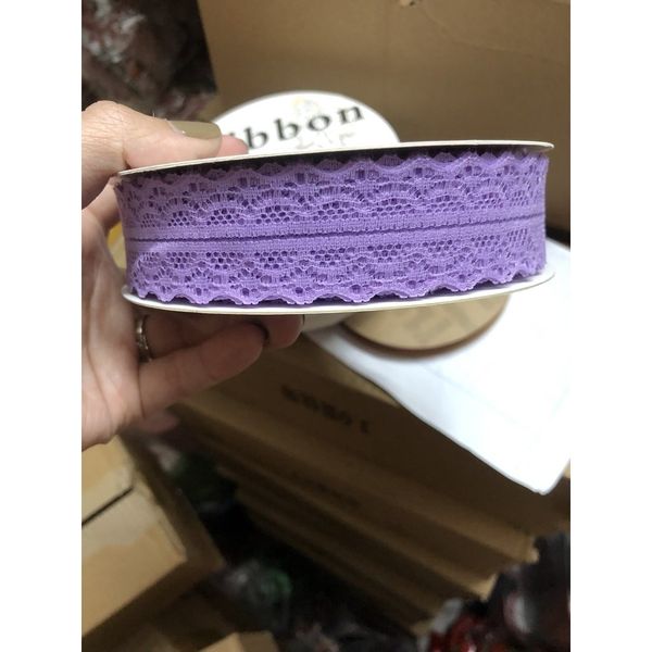 Cuộn Ruy Băng Ren Lưới 40Met Hoạ Tiết Bo Tròn