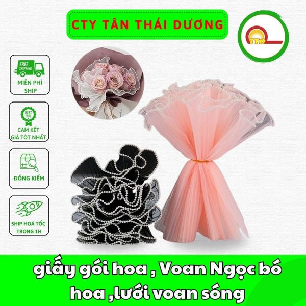 Giấy gói hoa - VOAN LƯỚI - VOAN SÓNG , VIỀN NGỌC TRAI  gói hoa -  28cm*2m