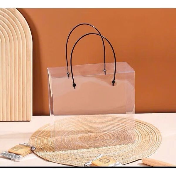 Túi đựng hoa - Túi hộp đựng hoa mica trong suốt kèm quai xách - Dùng đựng hoa, đựng quà tặng