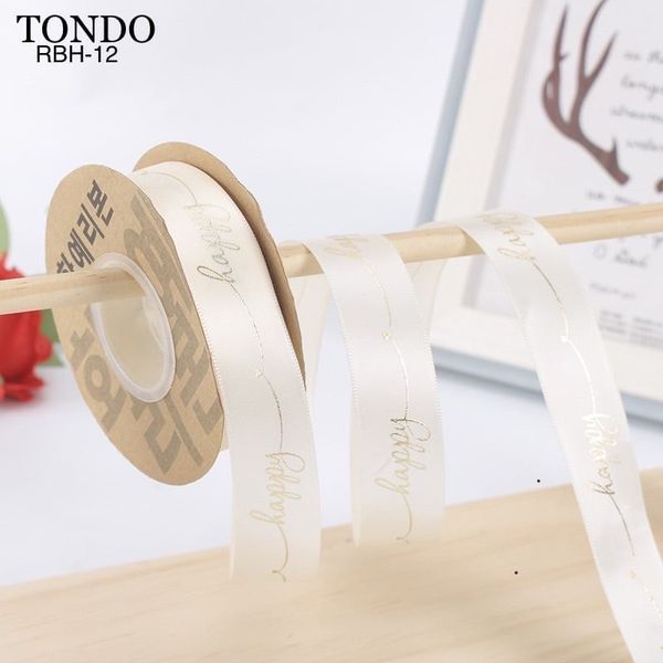 Ruy Băng Lụa In Chữ Happy Bản 2,5cm- Cuộn To Loại đẹp