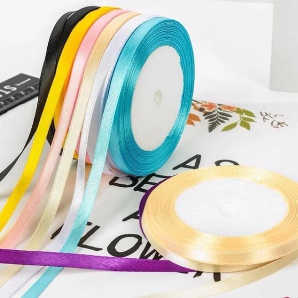 Sỉ 1 cây/10 cuộn ruy băng lụa bản 5mm nhiều màu - Cuộn 22m