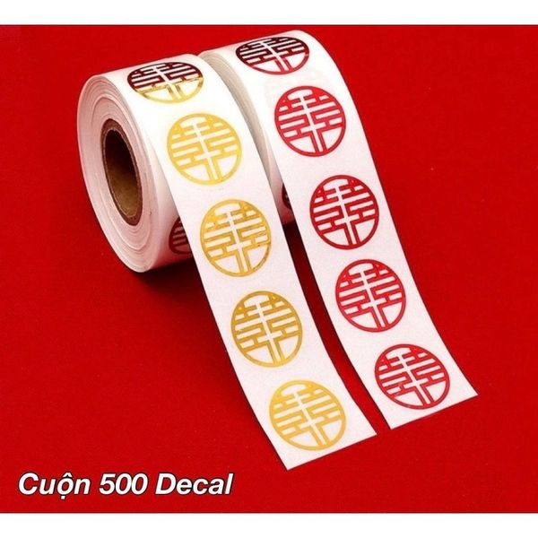 Decal Chữ Hỷ - Tem Chữ Hỷ dán trầu cau, trang trí tráp ăn hỏi, đám cưới