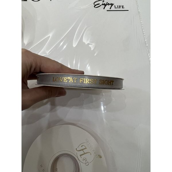 (1Cm 45Met ) Ruy băng lụa , in nổi chữ LOVE - Loại Đẹp