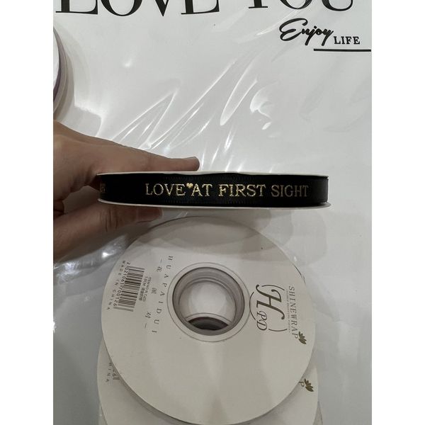 (1Cm 45Met ) Ruy băng lụa , in nổi chữ LOVE - Loại Đẹp