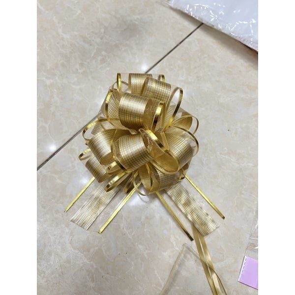 (SET 5C VÀ 10C) NƠ RÚT TÚ CẦU VIỀN VÀNG - TRANG TRÍ QUÀ TẶNG