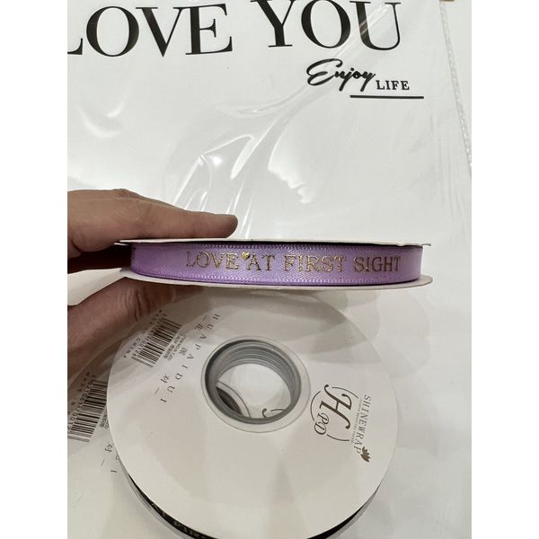 (1Cm 45Met ) Ruy băng lụa , in nổi chữ LOVE - Loại Đẹp