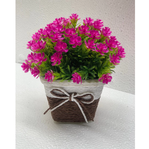 Chậu hoa - Chậu hoa tú cầu thắt nơ - Chậu hoa giả để bàn, Decor trang trí nhà cửa