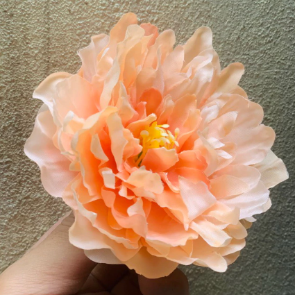 HOA GIẢ , Đầu bông hoa Mẫu Đơn kép - Đầu bông Mẫu Đơn lụa , trang trí giỏ quà, tháp oản - Decor loại đẹp