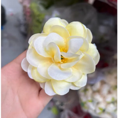Hoa giả - Đầu bông hoa Cúc Pháp bằng vải lụa - Đầu bông hoa giả trang trí tháp oản, trang trí giỏ quà Tết