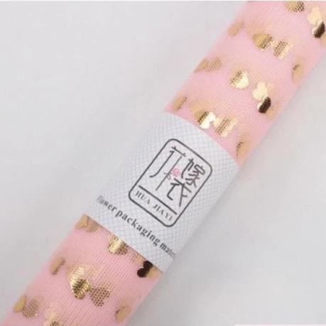 Lưới voan gói hoa hình tim - Sao vàng - Giấy gói hoa-lưới gói hoa 50cm x 4,5met