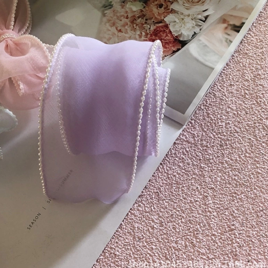 Ruy băng Voan Sóng Viền Ngọc Hàn Quốc Loại Đẹp bản 4Cm