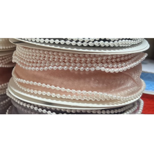 Ruy băng Voan Sóng Viền Ngọc Hàn Quốc Loại Đẹp bản 4Cm