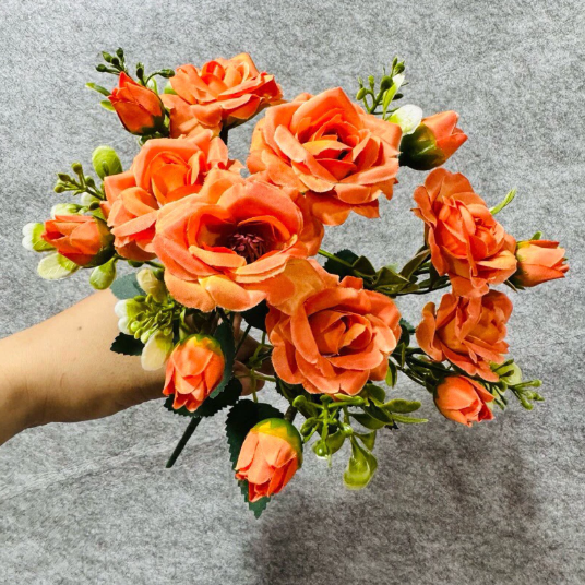 Cành HOA HỒNG xoăn 7 nhánh , Hoa giả trang trí nhà cửa , Hoa giả Decor , Hoa giả để bàn.