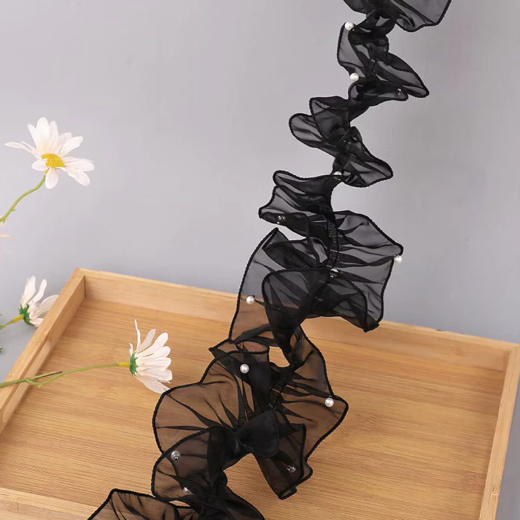Voan đính ngọc - Viền voan công chúa đính ngọc may sẵn - Voan bèo bó hoa cực sang chảnh - 11cm x 2m