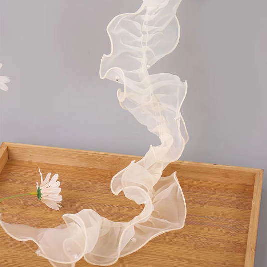 Voan đính ngọc - Viền voan công chúa đính ngọc may sẵn - Voan bèo bó hoa cực sang chảnh - 11cm x 2m