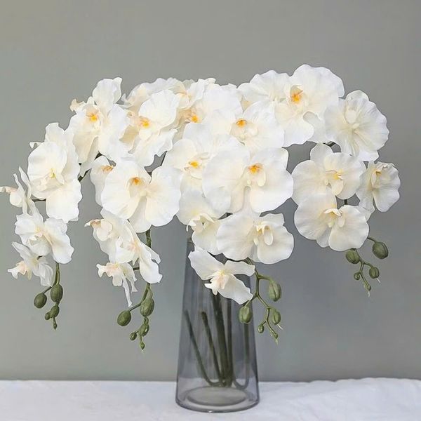 HOA GIẢ , Cành hoa lan hồ điệp giả , bằng cao su ,1 nhánh có 5 bông cánh xoăn - Decor Trang trí nhà cửa cực sang trọng