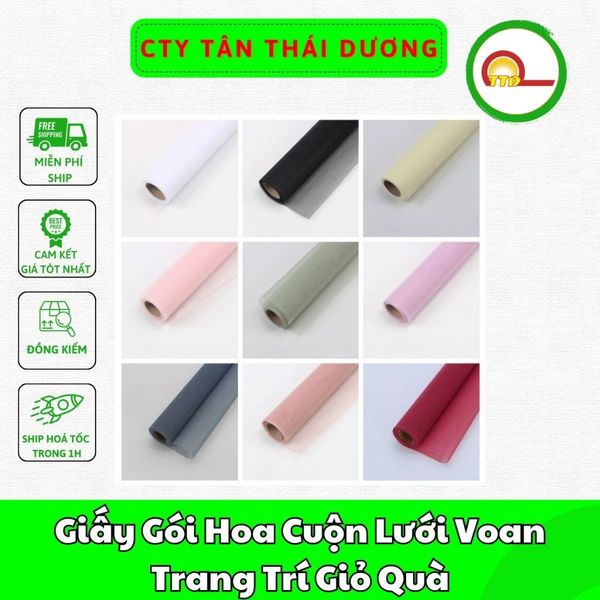 Giấy Gói Hoa. Cuộn Lưới Voan ,Trang Trí Giỏ Quà ,Bọc Giỏ Trái Cây, Phụ Kiện Gói Hoa 50cmx9m