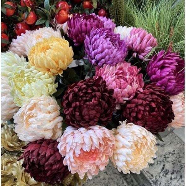 Hoa giả - Cành hoa cúc mẫu đơn cao cấp - Decor trang trí cực đẹp