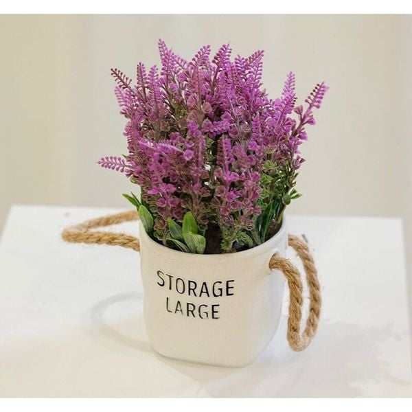 Chậu hoa - Chậu hoa oải hương có quai cao cấp - Chậu hoa giả để bàn, Decor trang trí cực đẹp