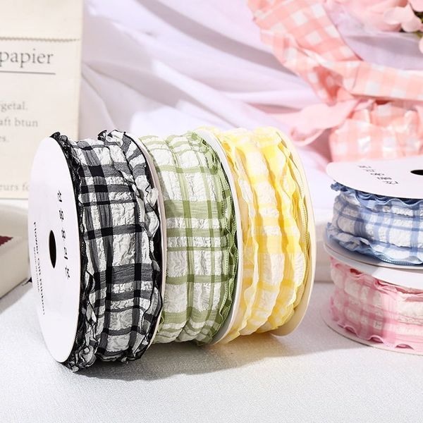 Ruy băng vải xốp - viền sóng- hoạ tiết kẻ - duy băng vải xốp - viền bèo- bản 2,5cm và 4cm