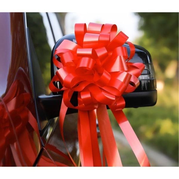 hộp 10 chiếc NƠ RÚT TÚ CẦU IN CHỮ -TRANG TRÍ GIỎ QUÀ, XE HOA CÔ DÂU