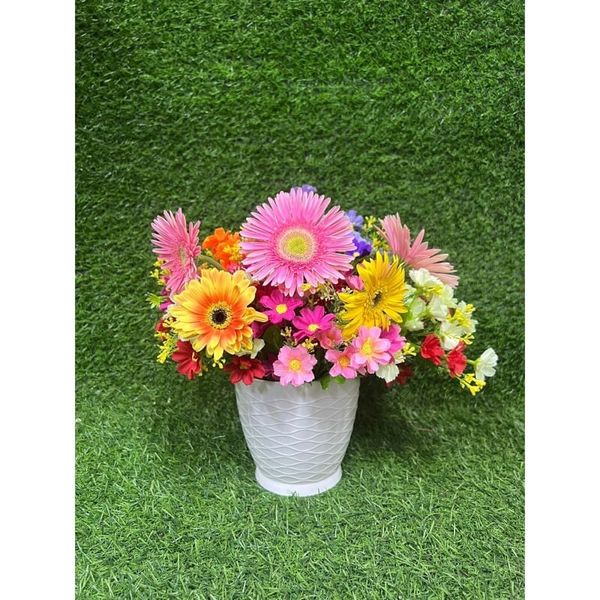 Chậu trồng cây - Chậu trồng cây tròn, hoa văn mắt lưới - Chậu trồng cây giả sứ - Chậu trồng hoa