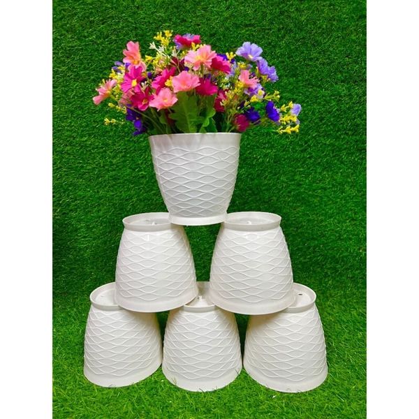 Chậu trồng cây - Chậu trồng cây tròn, hoa văn mắt lưới - Chậu trồng cây giả sứ - Chậu trồng hoa
