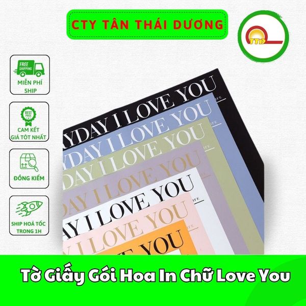 Giấy Gói Hoa In Chữ Love You - Loại Dày Đẹp - sỉ , lẻ