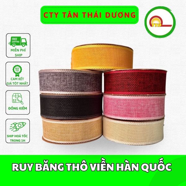 RUY BĂNG VẢI THÔ - CÓ VIỀN - CỦA HÀN QUỐC - RỘNG 3CM. - DUY BĂNG.