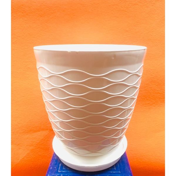 Chậu trồng cây - Chậu trồng cây tròn, hoa văn mắt lưới - Chậu trồng cây giả sứ - Chậu trồng hoa