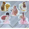 Banner cô gái cầm bó hoa - Gắn bó hoa, Decor bánh sinh nhật - Trang trí bó hoa (Ngẫu nhiên)