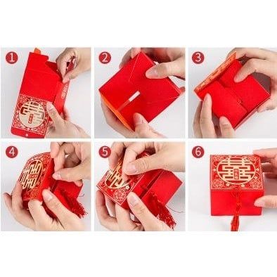 Vỏ hộp đựng bánh kẹo chữ Hỷ dùng trong tiệc cưới siêu đẹp