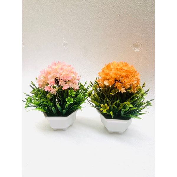 Chậu hoa giả - Chậu hoa tú cầu kèn cao cấp - Chậu hoa để bàn, Decor trang trí cực đẹp