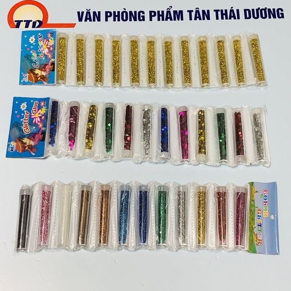 Set 12 Lọ Kim Tuyến Nhũ - Kim Tuyến Ngôi Sao Nhiều Màu - Làm Slime, Nail, Rắc Cánh Hoa, Handmade