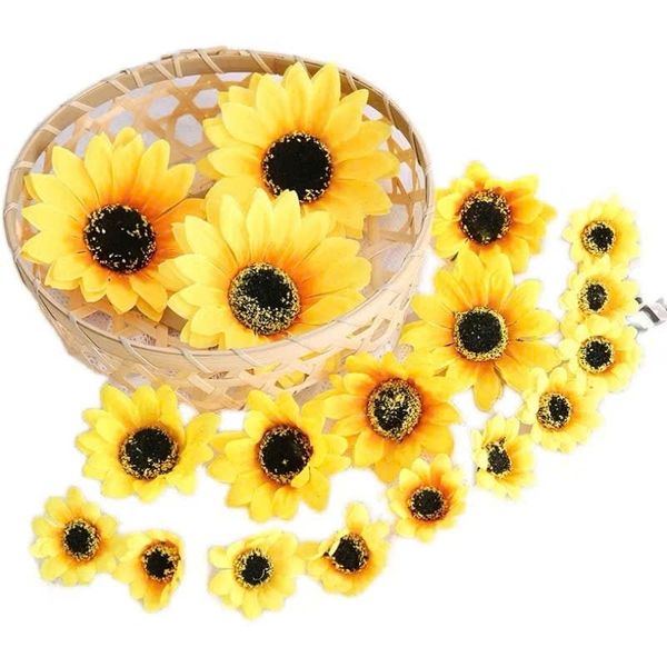 HOA SÁP , 50 đầu bông HOA HƯỚNG DƯƠNG - Đầu bông hoa sáp thơm - Làm bó hoa siêu xinh